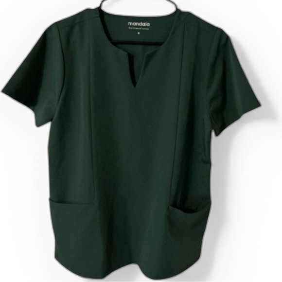 Mandala Tops - Mandala Forest Green Short Sleeve V-Neck Top